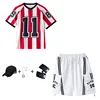 Red striped coat+white work shorts+hat+necklace+gloves