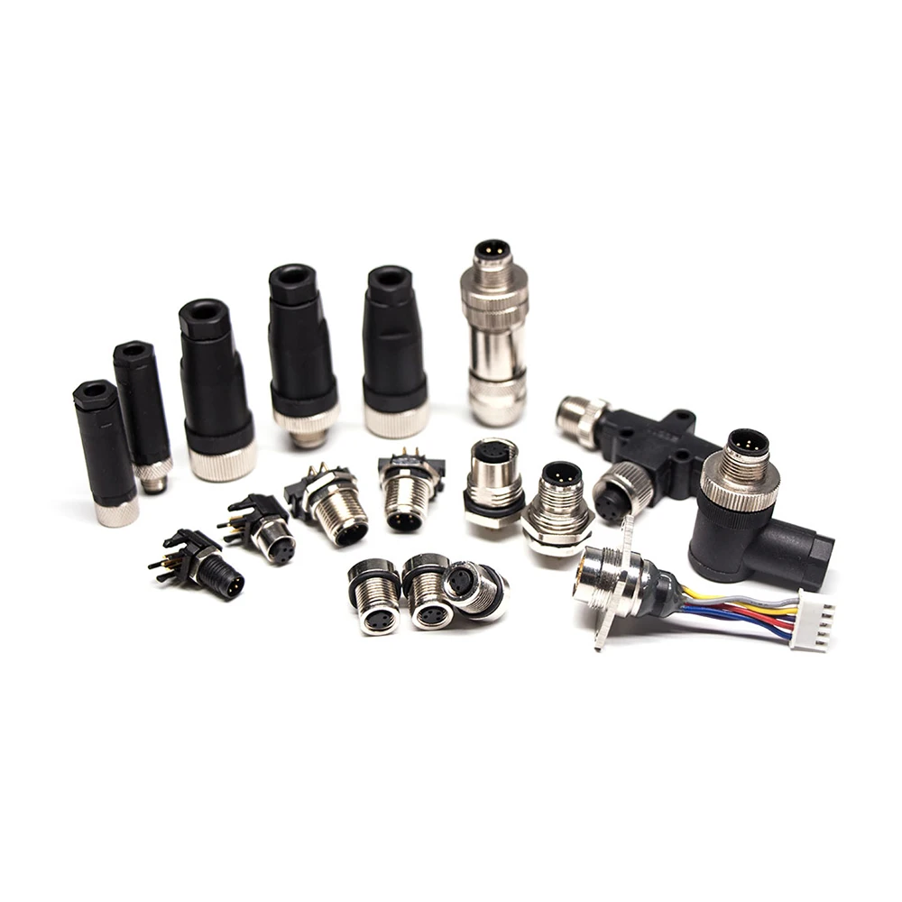 M12 Mount PCB Panel Sensor Connector Male Female Rear 3 4 5 8  Pin Code 90 Degree Angle Socket Flange 5pin Plug Front Wire