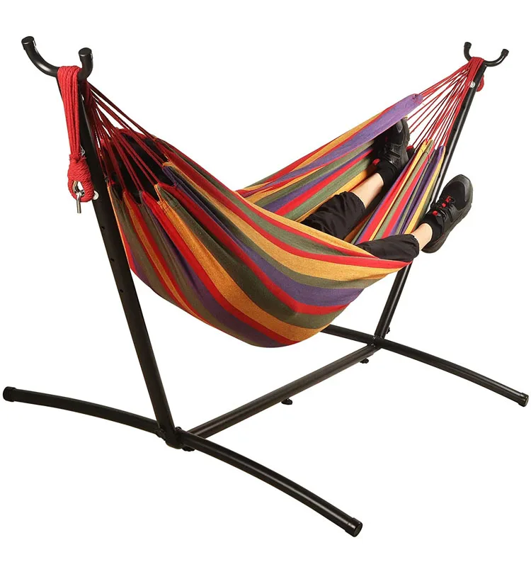 户外露营自由站立,折叠易挂秋千床再生尼龙双摇床,带储物提袋