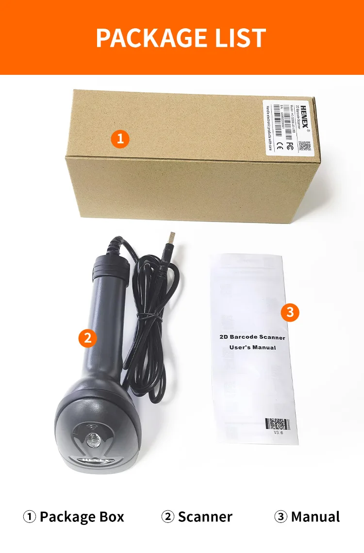 HENEX HC-3208 Automatic Sunlux Barcode Scanner Gun Zebex RS232 for Newland Netum QR Code Scanner USB Rugged Lottery Scanmarker