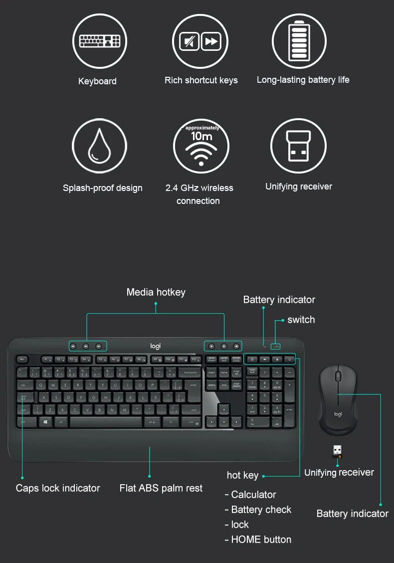 Logitech Mk540 Wireless Keyboard Mouse Combos With Unifying Usb