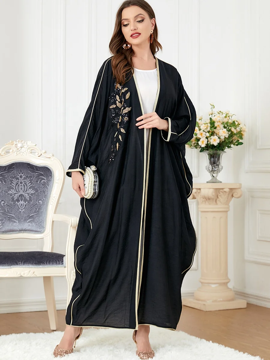 Vente en Gros Abaya du Moyen-Orient Dubai Kaftan Abaya Noir avec