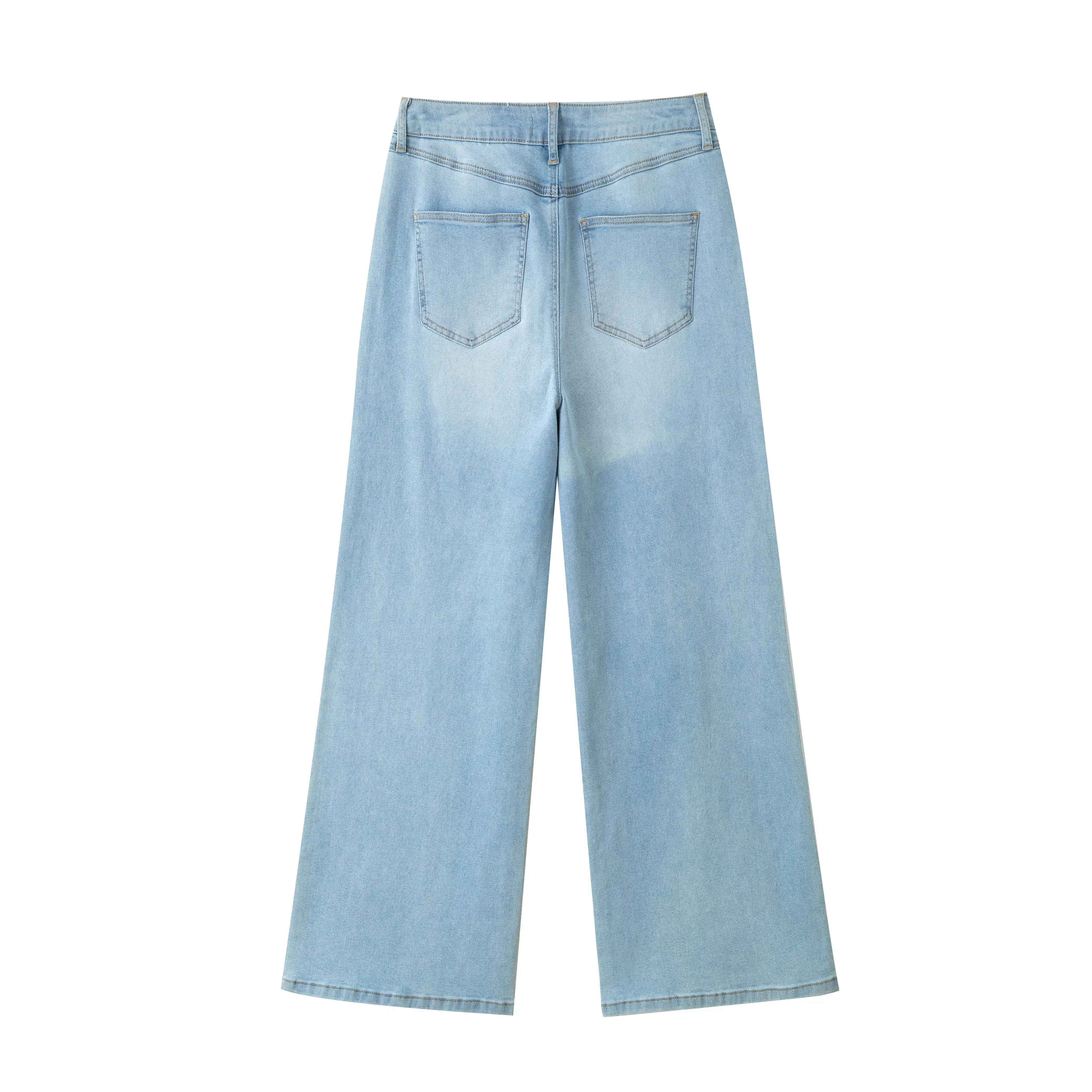 Custom Washed Washed Rhinestone Wide Leg Jeans Denim Pants Wide Leg Denim Jeans Baggy Women's Pants Women Jeans