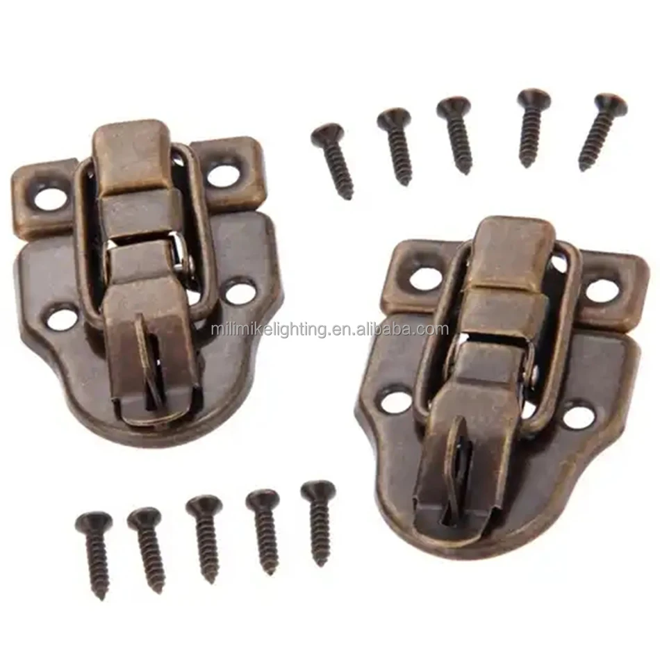 Bronze Color Metal Lock Latch for Old Stylish Wooden Jewelry Box Toolbox Hasp Latch Wooden Case Box Buckle Spring Toggle Latch