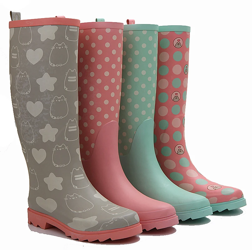 women waterproof thigh high latex rubber rain boots for lady