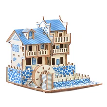 Custom Assembly Laser Cut Wooden 3d Jigsaw Puzzle Woodcraft Puzzle Kit Chinese Architecture Model