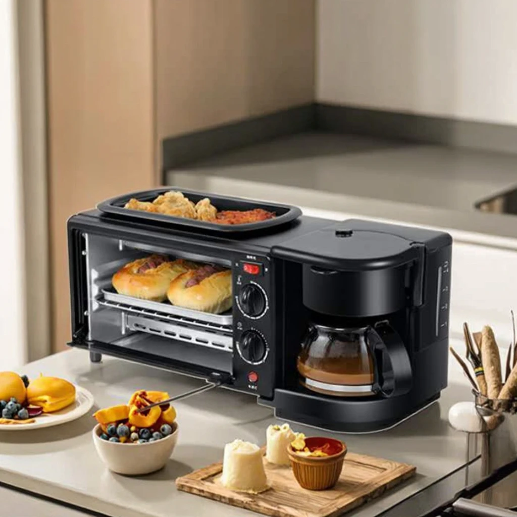 2025 Best-Selling Three-in-One Household Electric Toaster Oven Coffee Maker Deep Fryer for Breakfast
