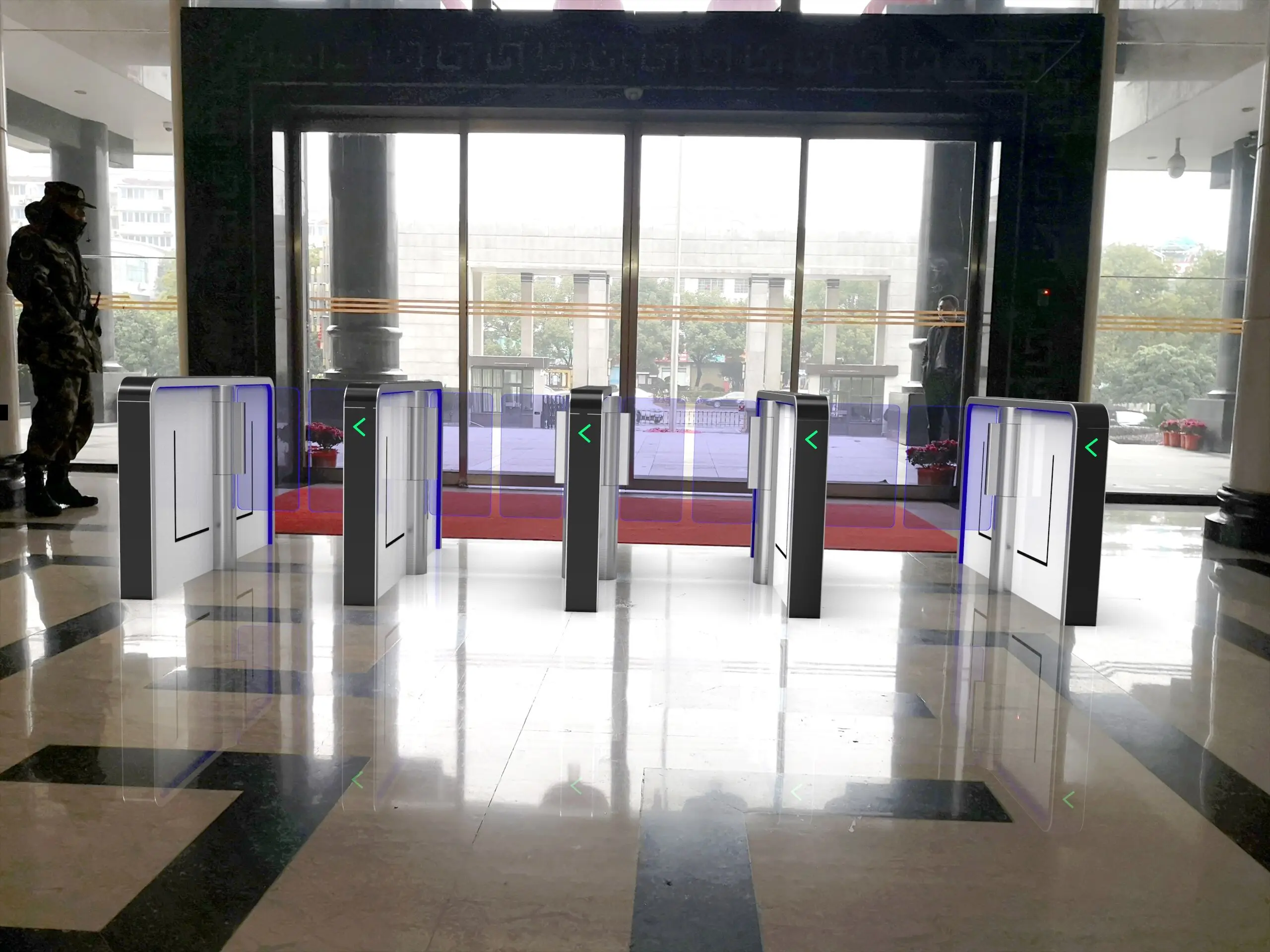 Fast Pass Automatic Swing Turnstile Gate RS485 Security RFID Card & Face Recognition With Access Control System