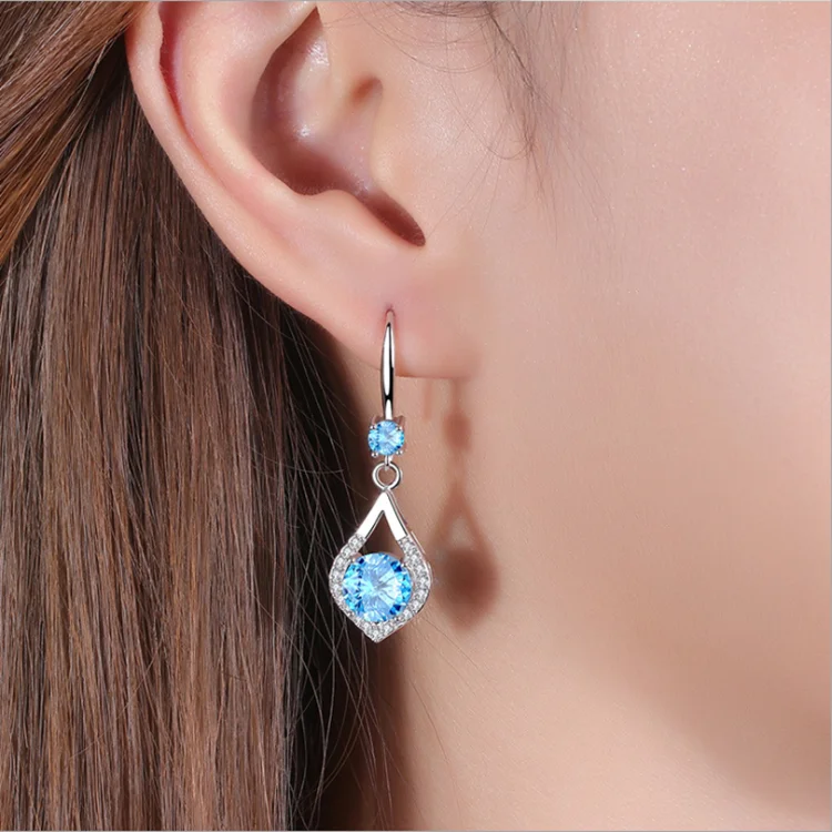 Korean Multicolor Drop Earrings Shiny Zircon Earrings With Diamond Crystal Earrings