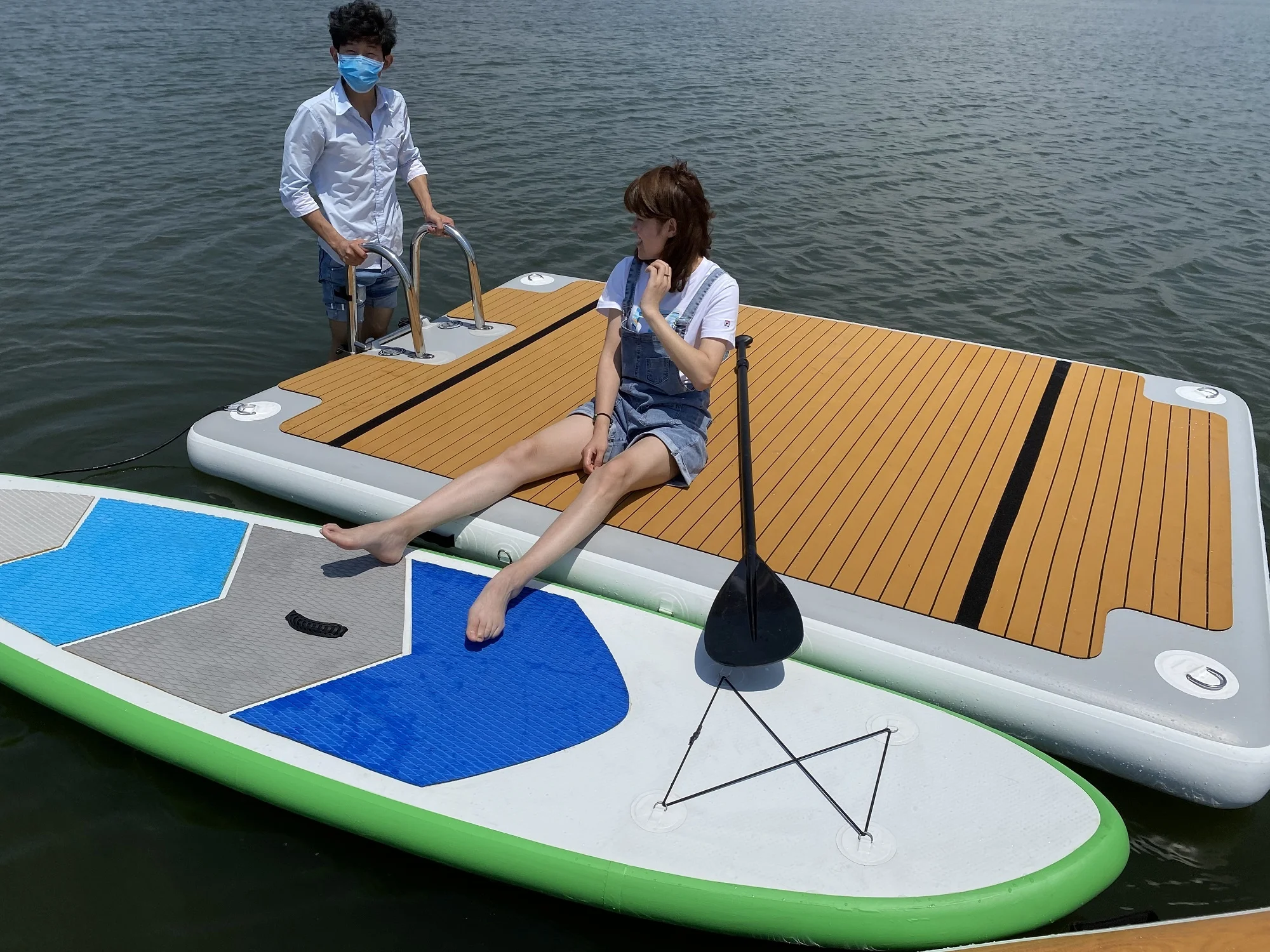 Inflatable Platform Tent Floating Island Jet Ski Dock Floats Leisure Swim Pool Boat Dock for Yacht