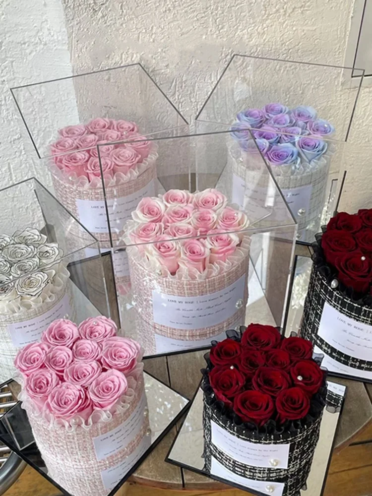 Cheapest Flowers Preserved Fresh Flower Eternal Rose In Acrylic Box