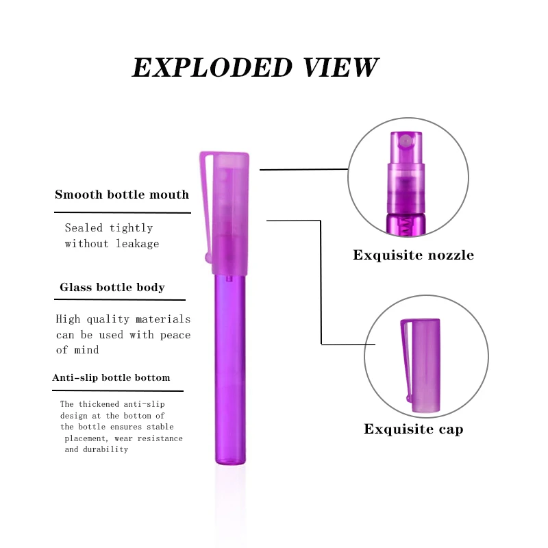 Mini Portable Pen 8ml Frosted Glass Tube Empty Refillable Perfume Bottles Spray for Travel and Gift