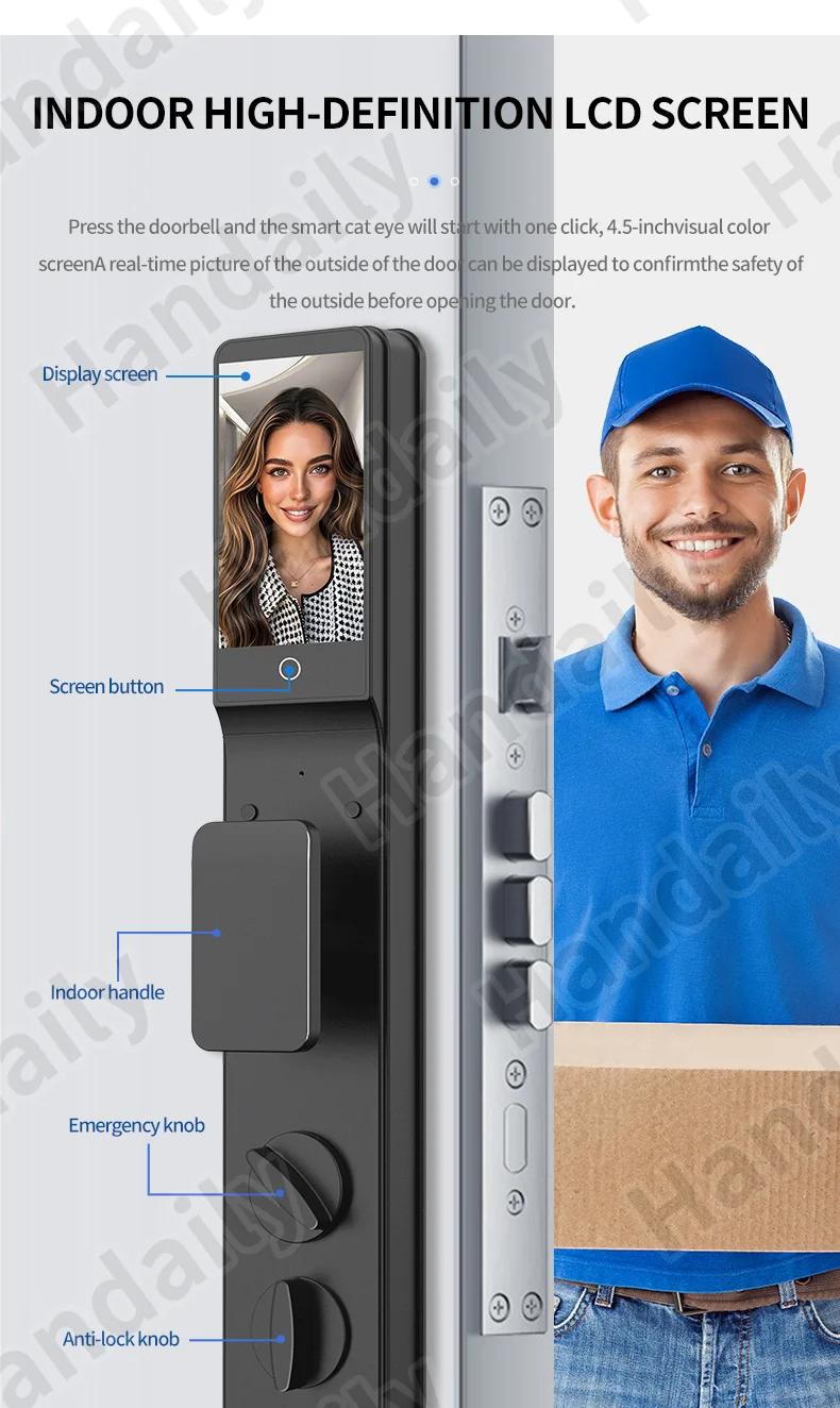 ip 66 waterproof cerradura inteligente tuya face recognition smart door lock palm security digital lock for israel 6068 mortise r90-11