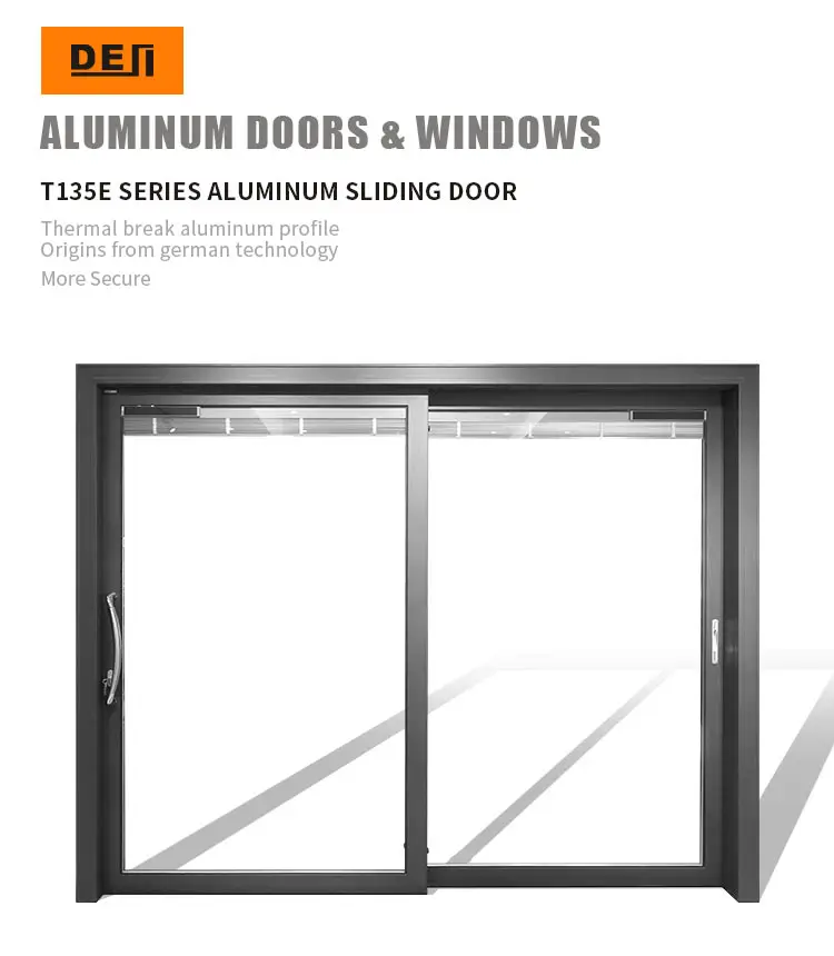 Exterior Heavy Duty Burglar Proof Aluminium Sliding Door With Double 