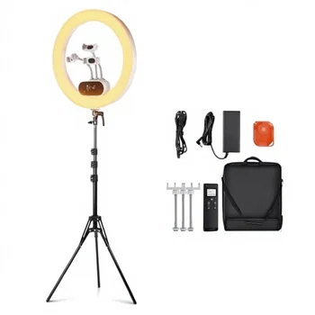For 19" 100W LED Ring Light Tripod 3 Phone Holders Compatible iPhone Adjustable Color Temp 2900-7000K CRI97+ App 2.4G Control detail image