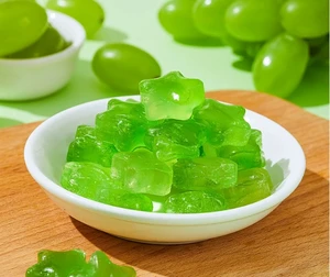 Star-Shaped Hard Candy with Green Grape Flavors Packaged in a Bag