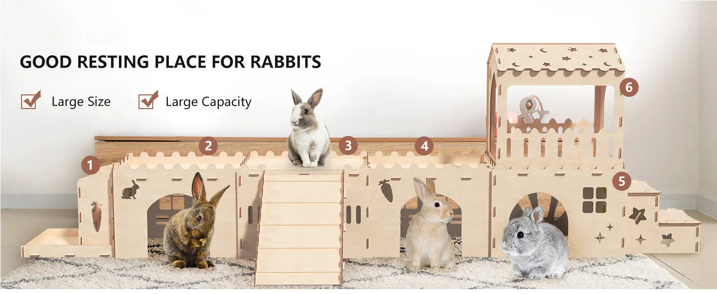 Rabbit Castle - Extra Large Wooden Bunny Hideout