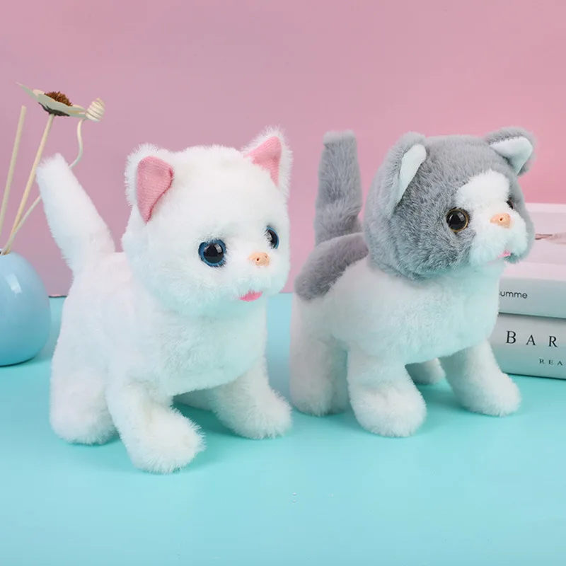 Funny Mini Plush Walking Shake Tail Cat Electric Pet Toy - Buy ...