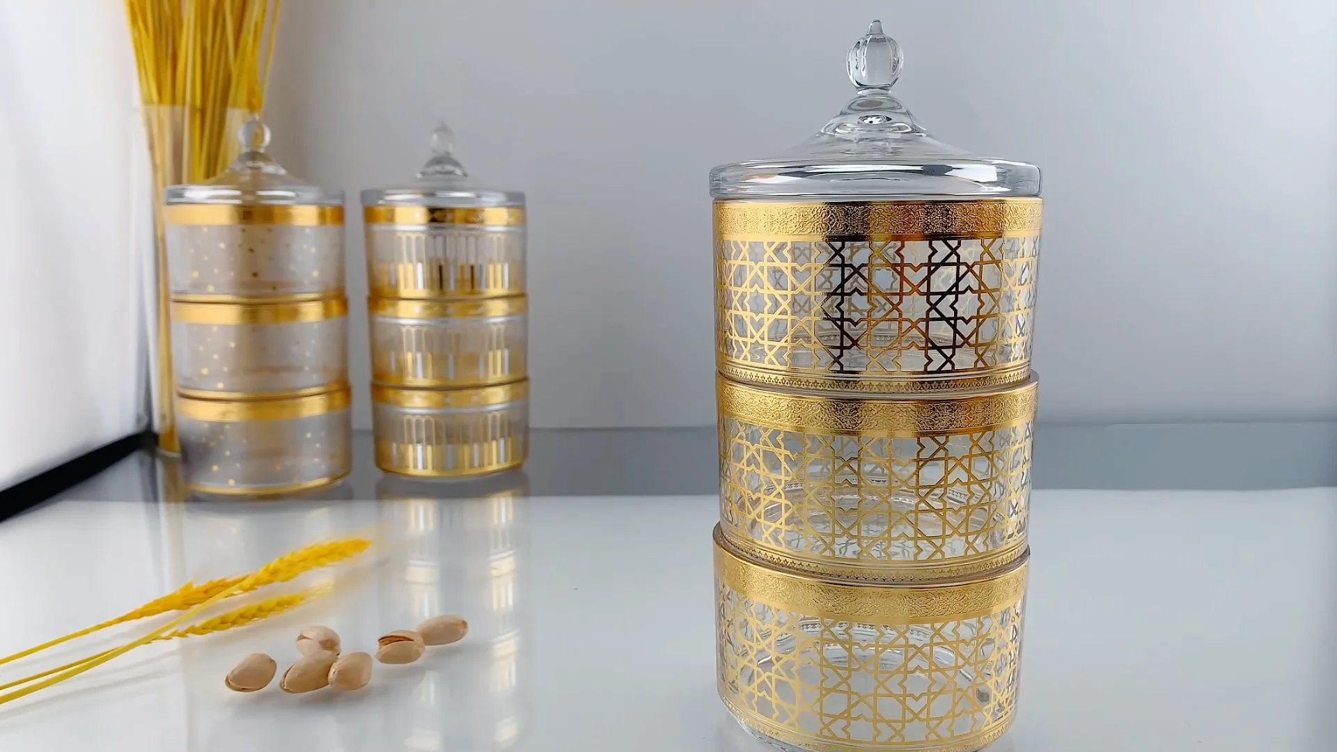 Wholesale 3pcs Round Candy Jar Sugar Pot Candy Jars With Lid Glass