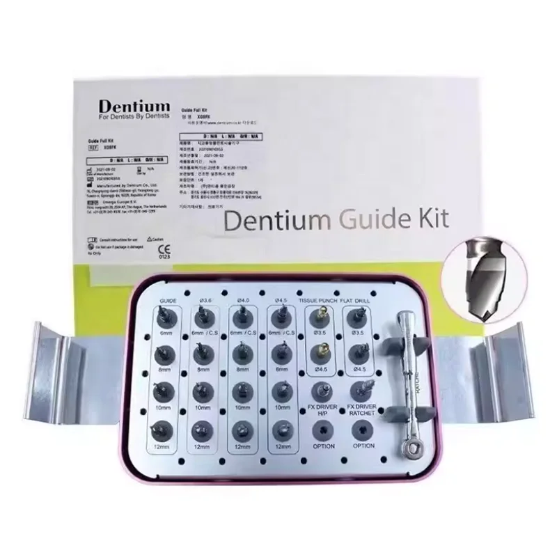 Dentium Kitus Ductilis pro Implantis Dentalibus, Kitus Ductilis Profectus, Fixationes Dentales, Kitus Dask pro Elevatio Sinuum, Instrumenta Chirurgica, Series Perforatorum cum Arrestatoribus, Approbatus