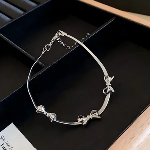Silver Decorated Bracelet Fashionable Elegant Chain Design with Multiple Bow Adjustable Length for Women Daily Wear Parties Gift