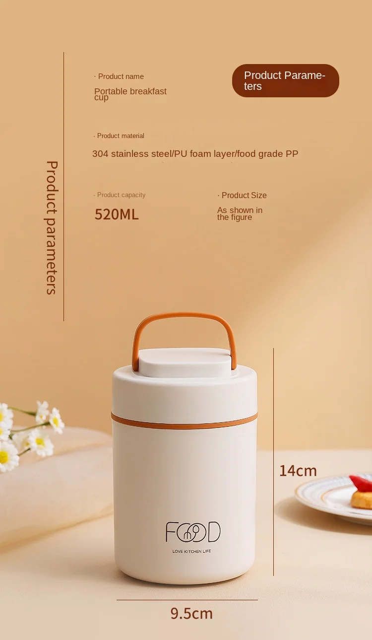 Mini Porridge Stainless Steel Breakfast Cup Insulation Portable Small Insulated Barrel Soup Box Soup Pot Coffee Bento Box