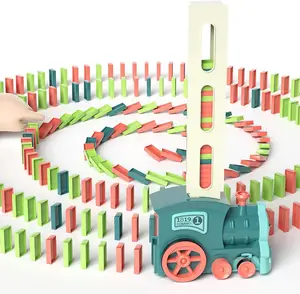 EPT Custom Kids Games Electric Automatic Dominoes Stacking Creative Game Jouet Domino Train Toy Set