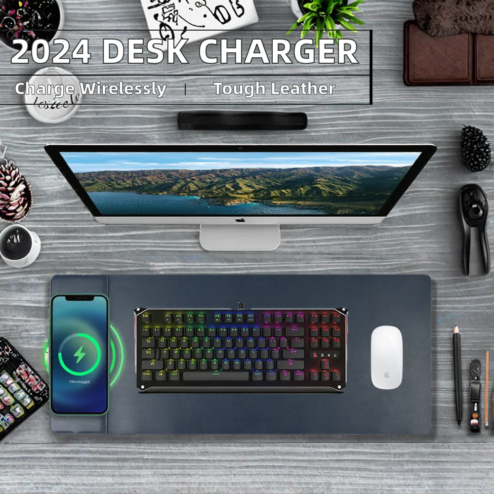 Picture of 2026 New Large Custom Logo Wireless Charging Desktop Gaming Mat Factory ...