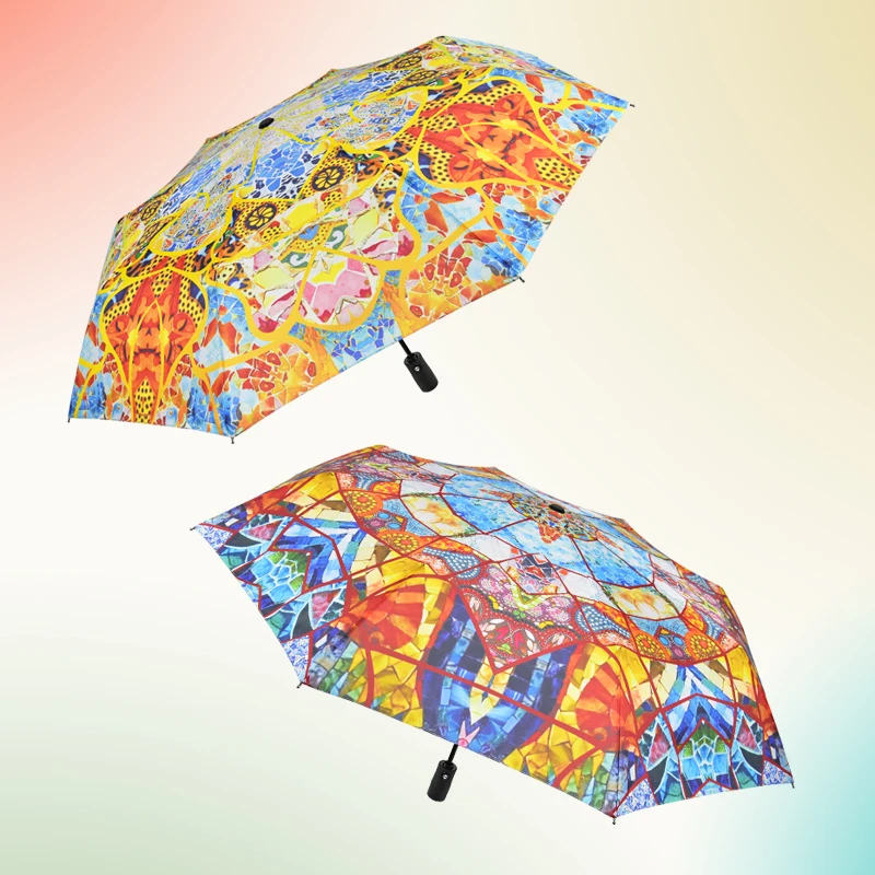 Minimalist Designer Custom 3 Fold Windproof Automatic Auto-Open Auto-Close Fashion Umbrella Buy Bulk for Promotional Foldable