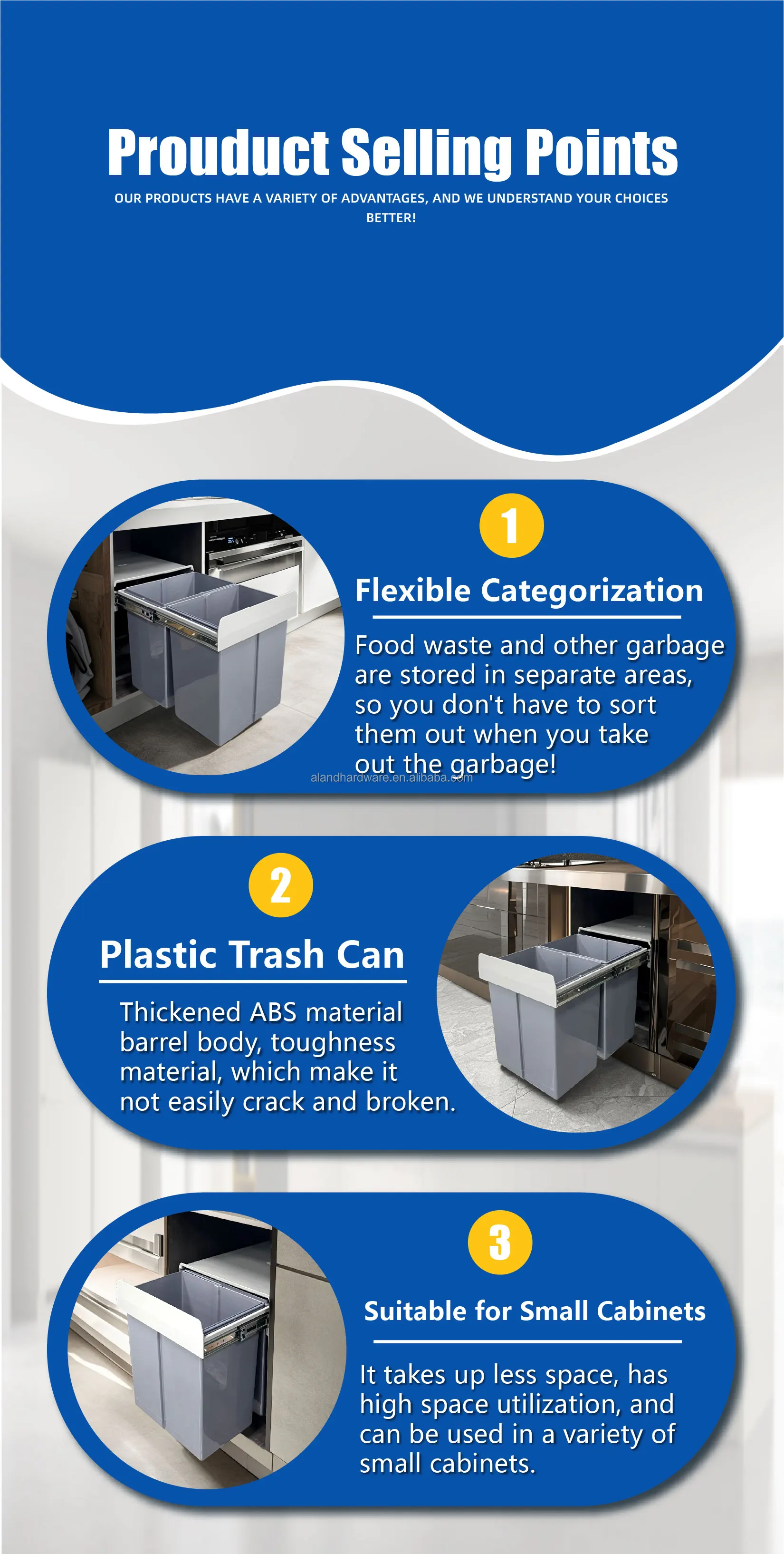 Small Rack Dustbin Modern ABS Plastic Push Pull Dustbin Rack Storage Bucket 2*10L Capacity ...