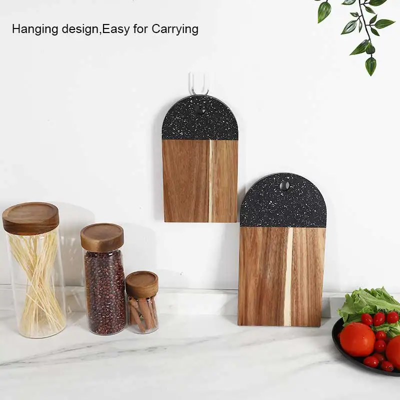 Customized Design Handcrafted Marble And Wood Chopping Board Black