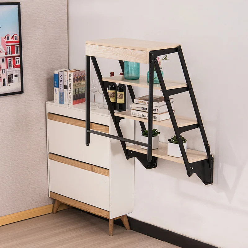 HOMEMORE Space-saving Adjustable Telescopic Multifunctional Wall-mounted Folding Table Small Space Storage Rack