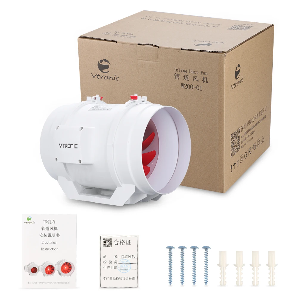 Vtronic 8'' In Exhaust Fan Wireless Remote Control Duct Fan For Indoor