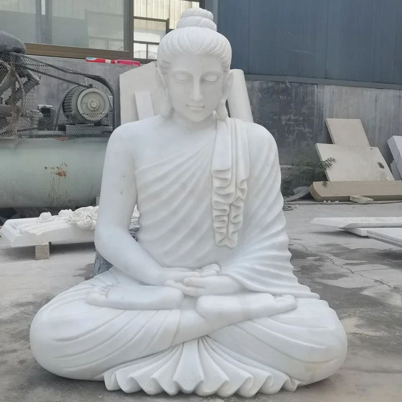 等身大の宗教的な仏陀、蓮の上に座る、庭園用の大理石仏像| Alibaba.com