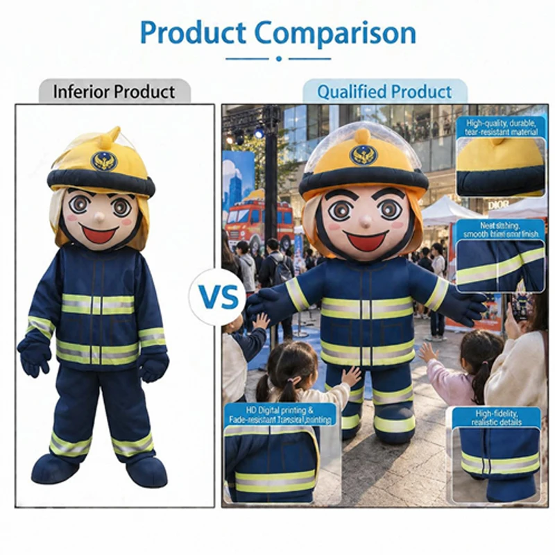 Firefighter Customize Huged Inflatable Costume for Propagandizes Promotion,Custom Giant Cartoon Firefighter Inflatable Fireman