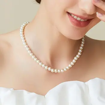Baroque Pearl Chain Necklace Women Collar Wedding Circle Lariat Bead Choker Necklaces Jewelry