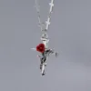 01 Argento antico+Bianco (Collana con croce) DZ-090