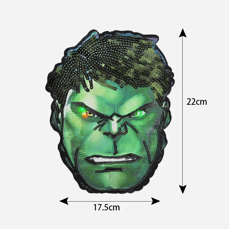 Hot Selling Embroidered Patch Custom logo LED Lighting Sequin Embroidery Patches for Shirts Clothing
