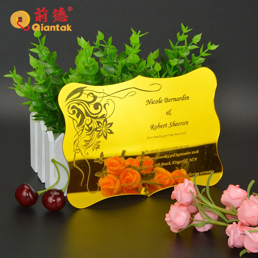 2mm Thickness Luxury Wedding Cards Invitation With Envelopes Custom Laser Cut Wedding Invitation