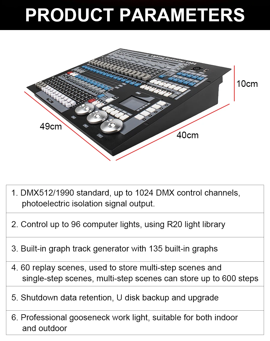 Controlador DJ 1024 Consola DMX 512 para luces LED de cabeza móvil Efecto de iluminación de escenario de discoteca Profesional_voghion.com