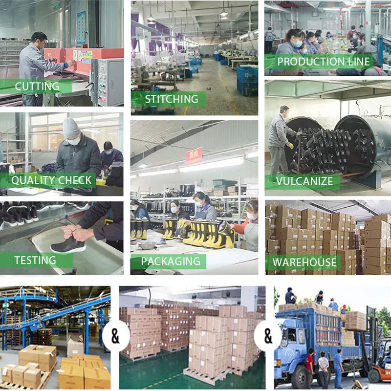OEM Slip on Rain Shoes Waterproof Thermal Breathable Flexible Hunting Boots Neoprene Lined Rubber Farming Gardening Boots