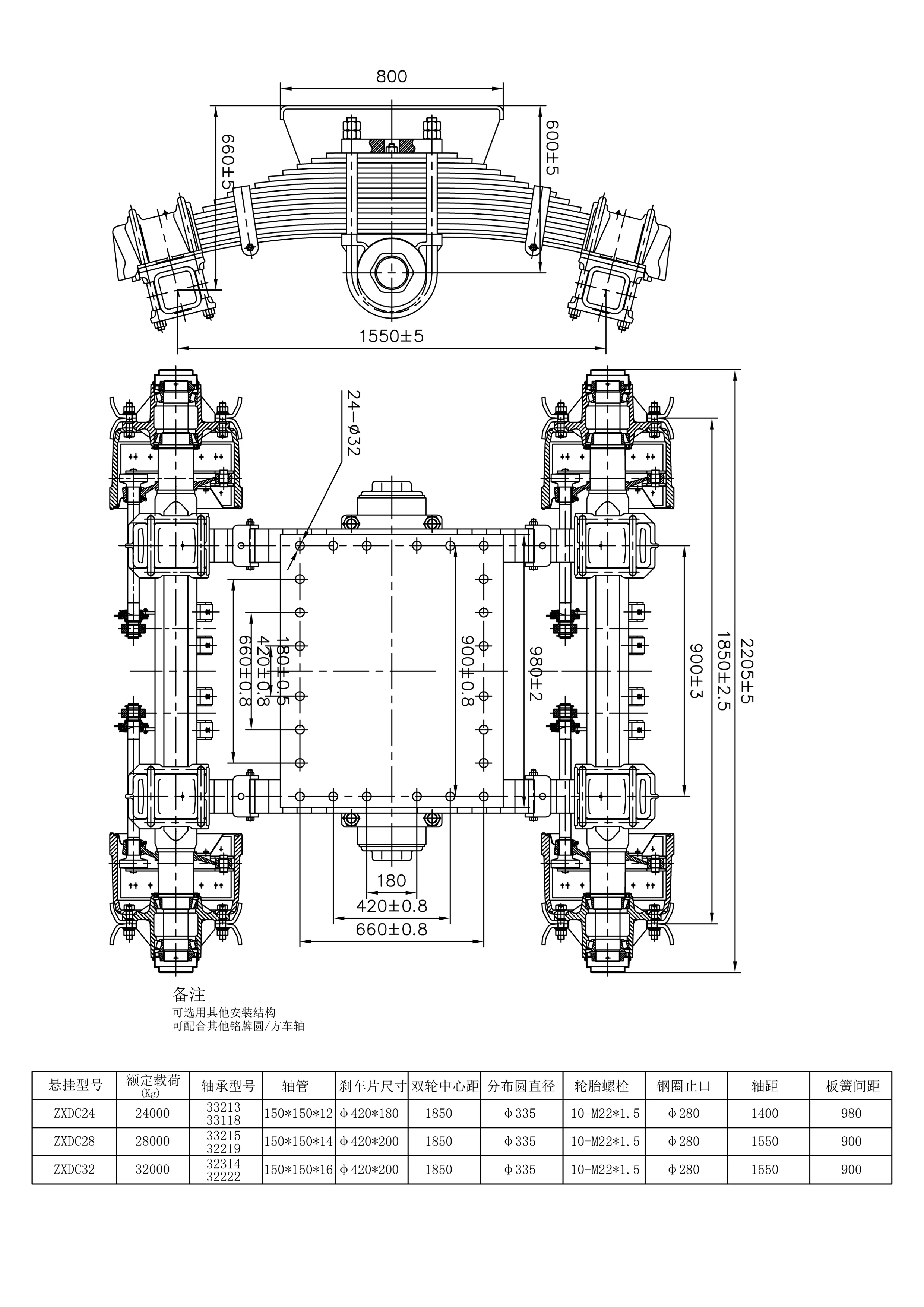 Semi Truck Suspension 28ton Bogie Suspension Single Point Suspension
