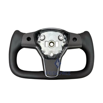 High Quality Carbon Fiber Leather Steering Wheel For Tesla Model 3 Y Yoke 2017-2022 Car Accessories