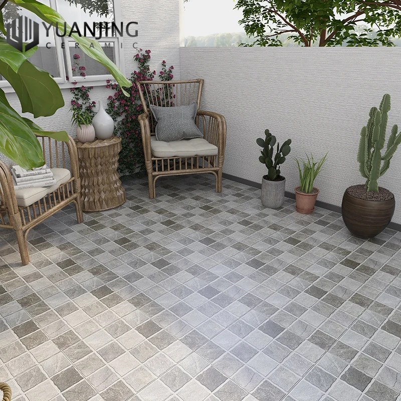 Stone-Look Tile Multicolour Slate Outdoor Tile 40 X 40 Cm Grey Rust Porcelain Outdoor Floor Tile for Balcony Porch Yard