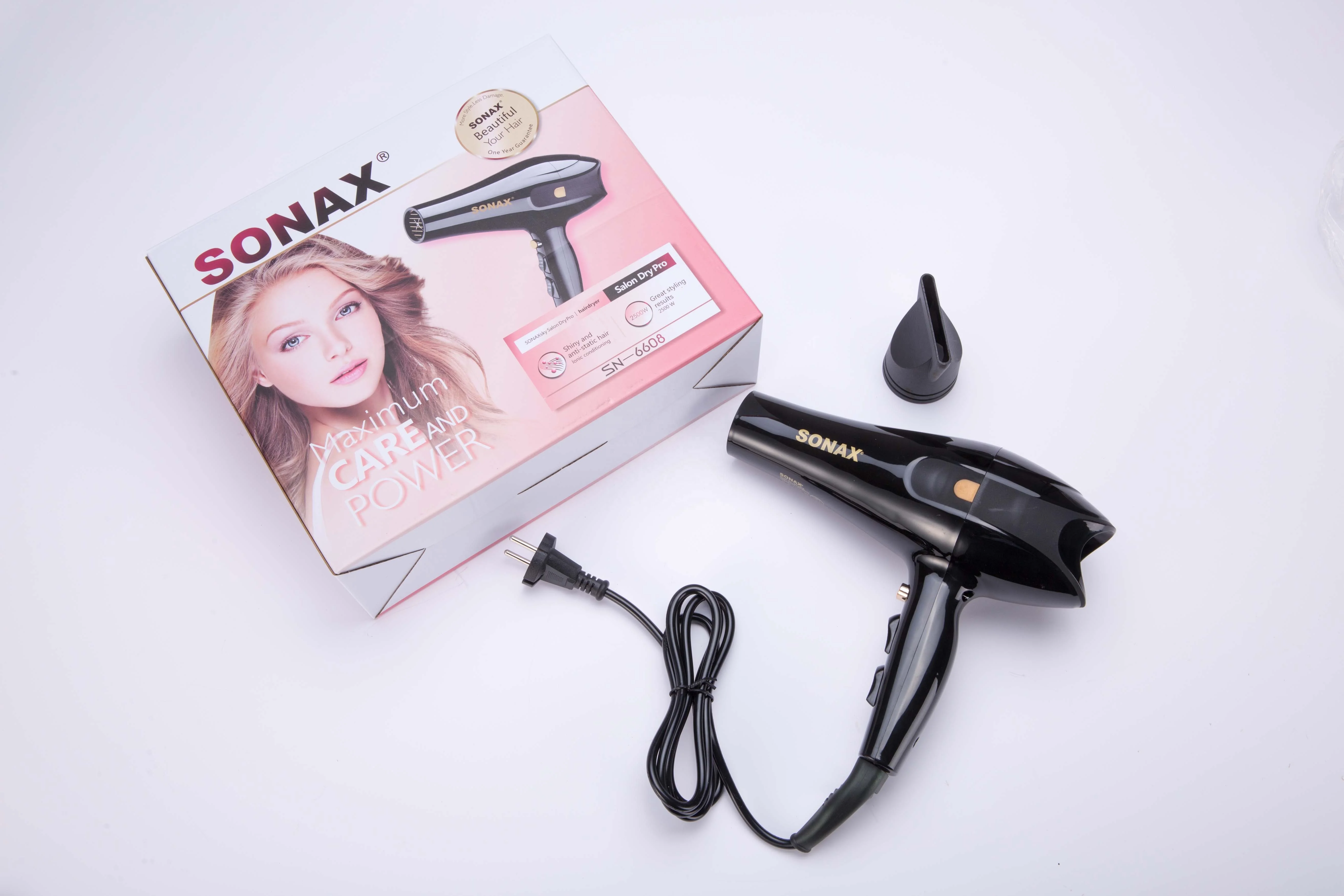 Hot Selling SONAX PRO 6608 2 Speeds 2200W Home Use Professional Salon Electric Black Hair Dryer