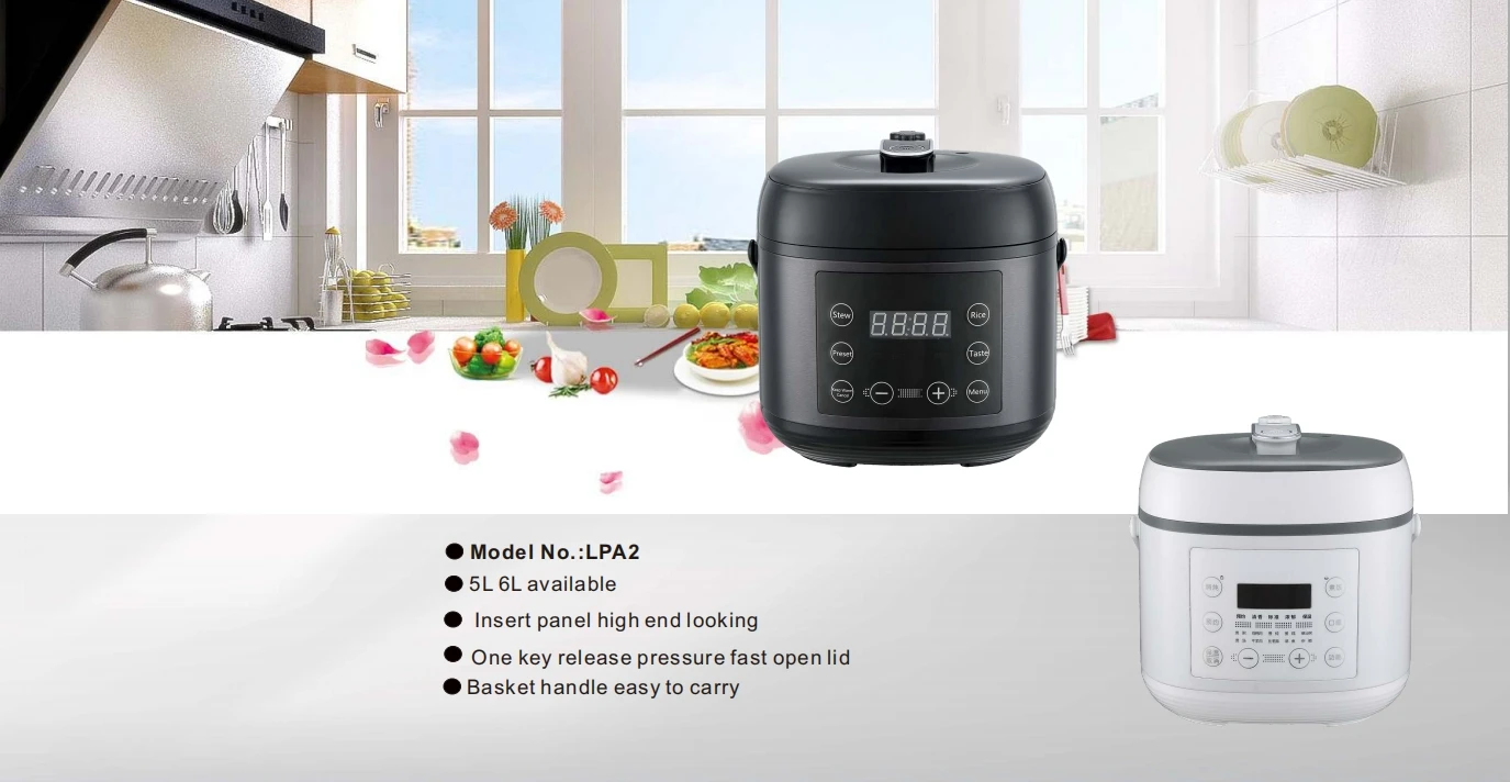 One Key Release Pressure Square High-end 6L Big Size Electric Multi Pressure Cooker for Rice Soup Porridge Hot Sell
