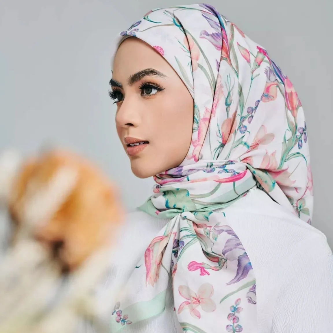 Malaysia Custom Printed Voile Square Scarf Hijab Instant Wholesale Cotton Hijab Supplier Tudung 3477