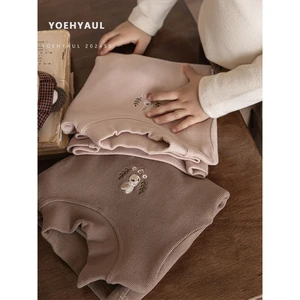 YOEHYAUL Q4048 Turtleneck Fleece Kids Winter Shirts Rabbit Embroidery Toddler Long Sleeve Shirt for Children Kid Girls