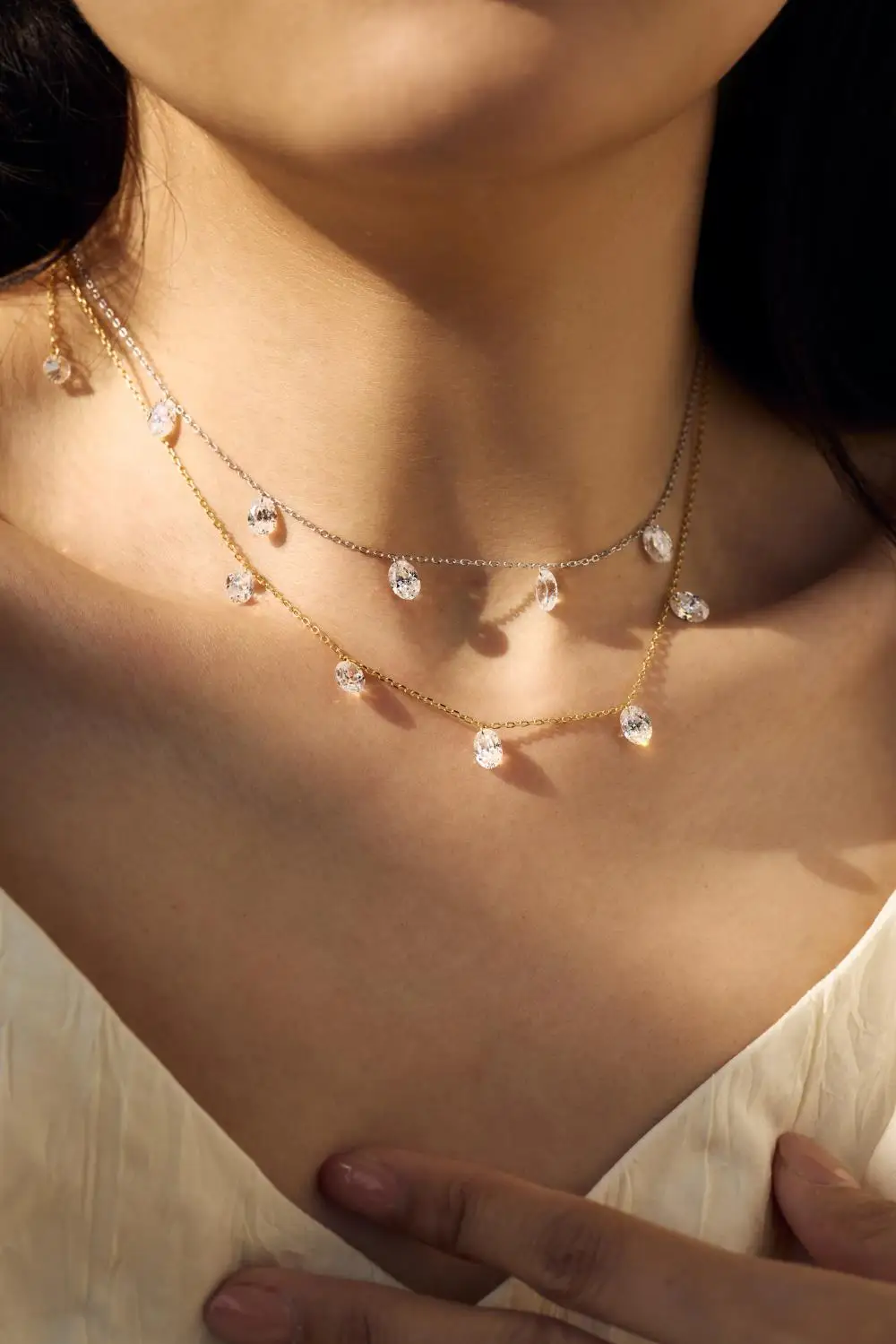 KAKODIY 925 Sterling Silver American Cubic Zirconia Necklace Set Women's Wedding Jewelry Necklace detail 2