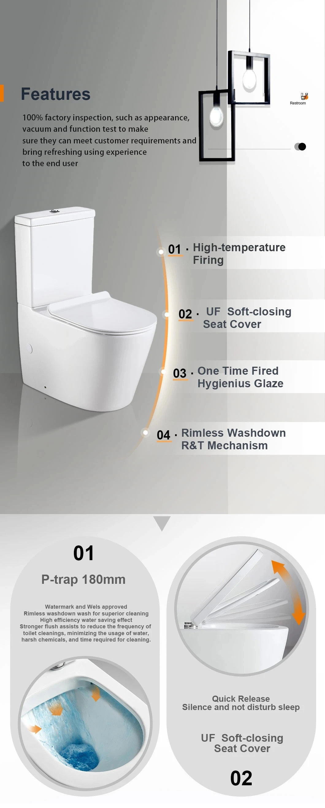 Australian Standard Watermark Bathroom Two Piece Wc Sanitary Ware Back